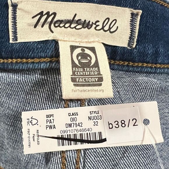 Madewell Flared Wide-Leg Crop Jeans Pelion Wash Blue Stretch Size 32 NWT - Picture 9 of 10